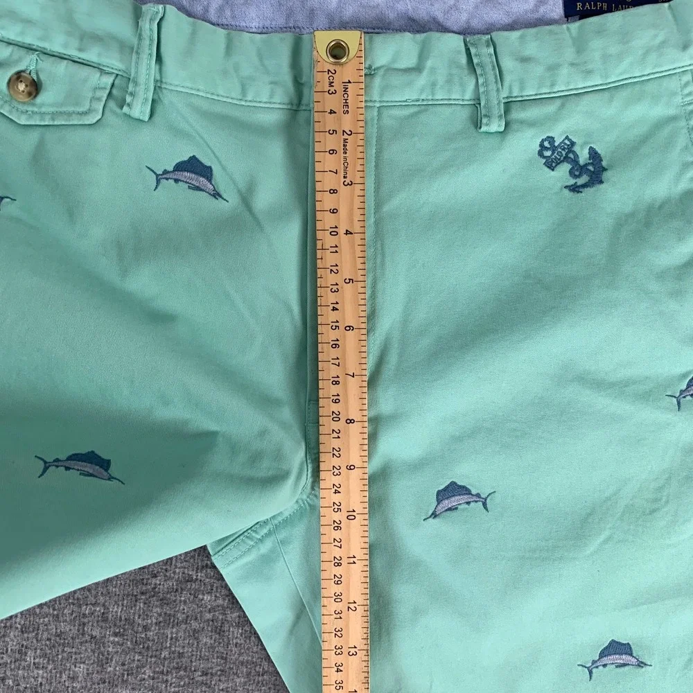 Polo Ralph Lauren Embroidered Pants Men 36x30 Marlin Fish Stretch Chino Nautical